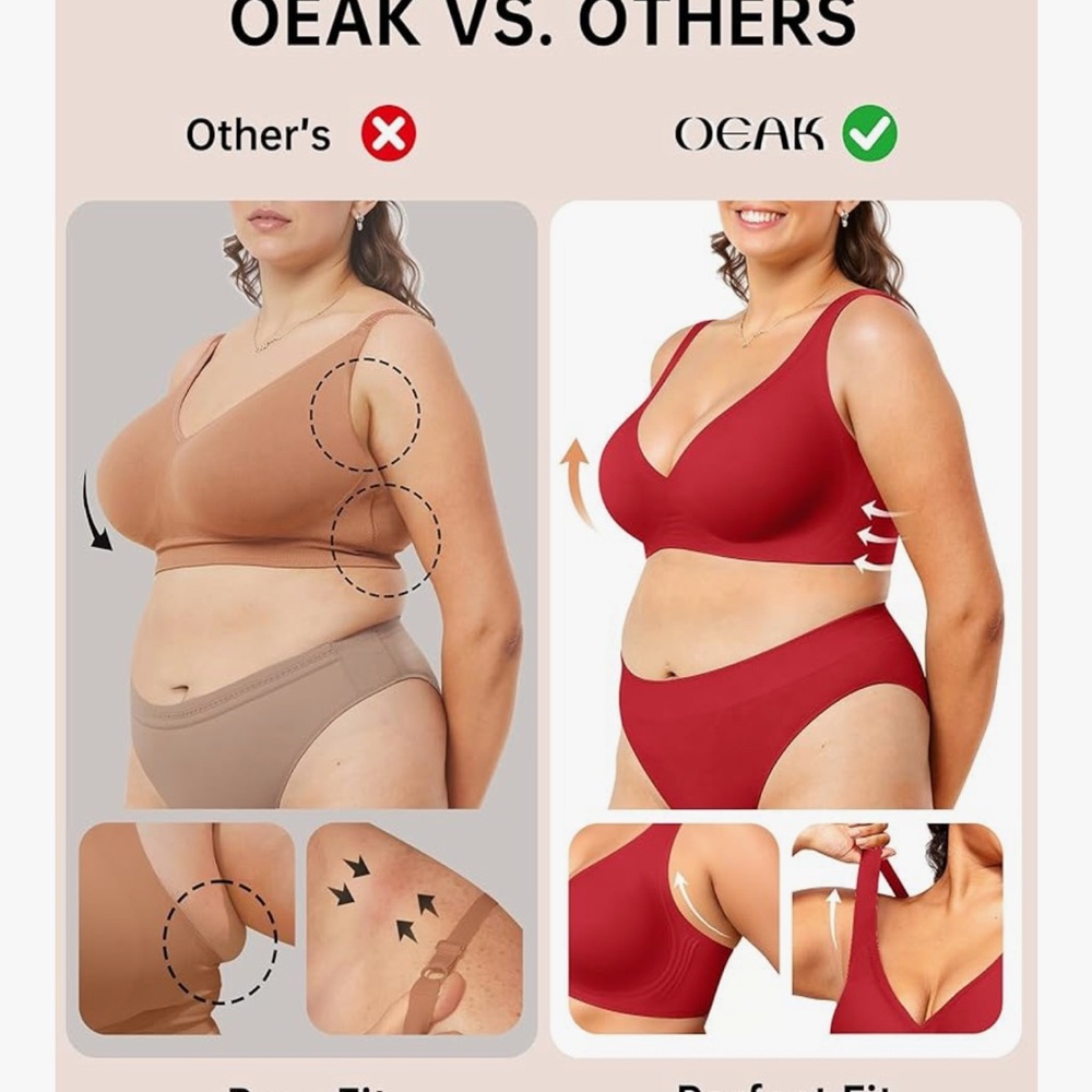 Women's OEAK Wireless Seamless Bra 3XL BNWT